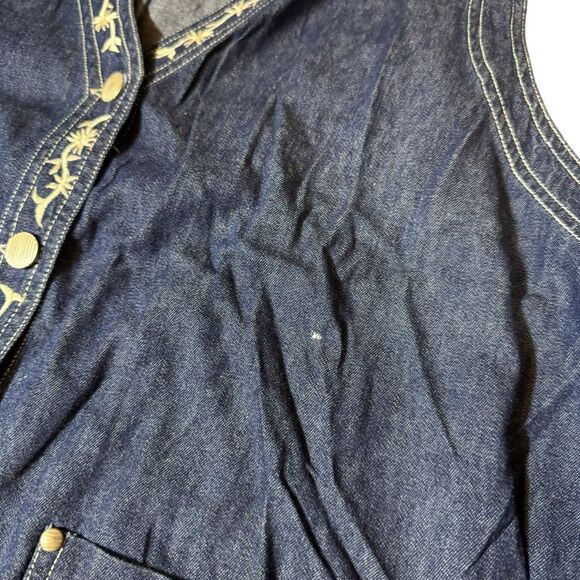 Vintage Carole Little Plus 22w Blue Sleeveless V Neck Embroidery Vest Floral - Picture 10 of 12